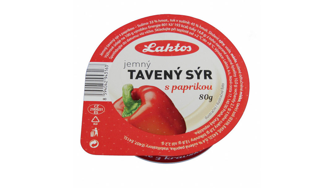 Tavený sýr jemný 45%-s paprikou 80 g